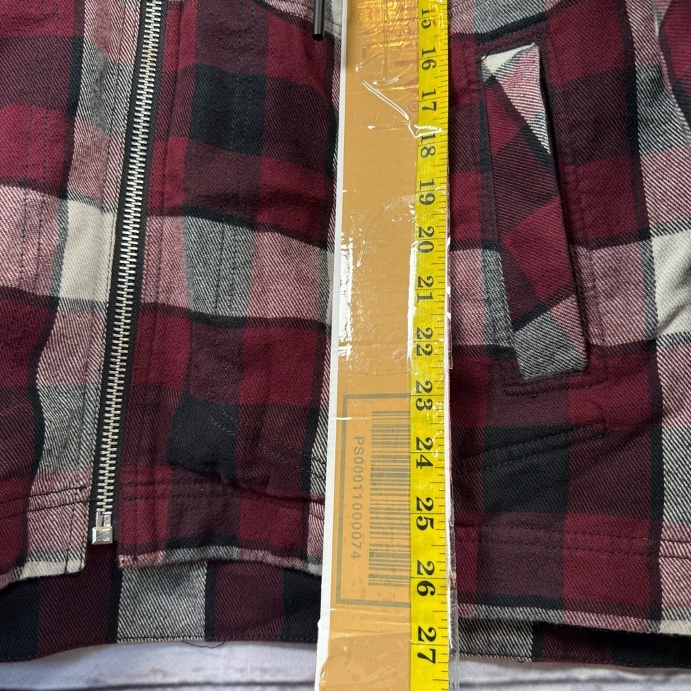 DIESEL Men’s Jacket Zip-Up Hoodie J Vasilevich Red Black Plaid Size S - Picture 9 of 9
